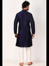 Navy Blue Kurta Art Silk Payjama Closure View