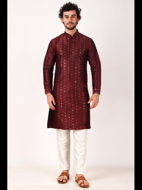 Maroon Kurta Art Silk Payjama