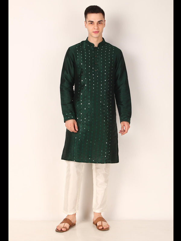 Green Kurta Khadi Silk Payjama