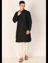 Black Kurta Khadi Silk Payjama Closure View