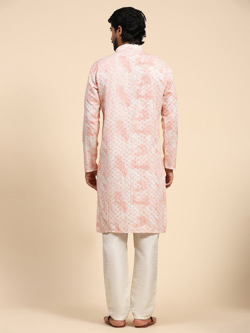 Pink Kurta Cotton Payjama Closure View