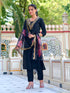 Black Chanderi Pant Suit Acy7680 Salwar Kameez