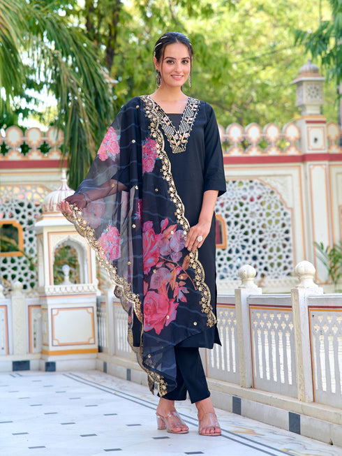 Black Chanderi Pant Suit Acy7680