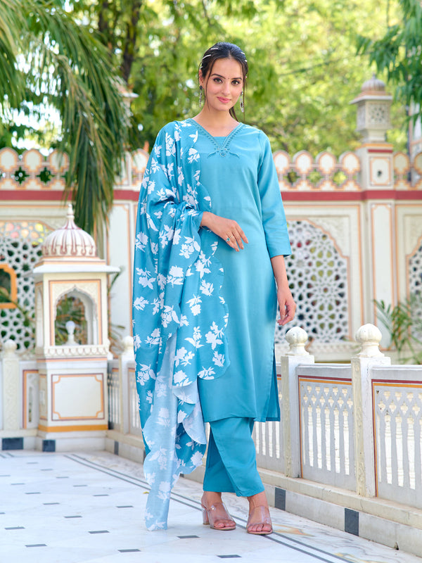 Sky Blue Chanderi Pant Suit Acy7681