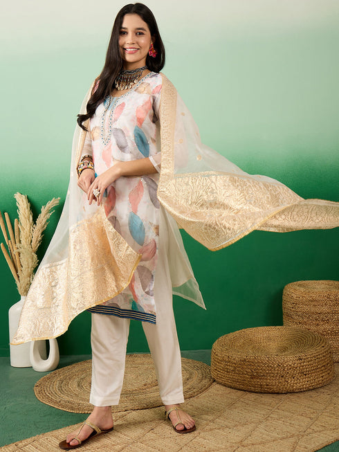 White Organza Pant Suit Acy7748 Salwar Kameez