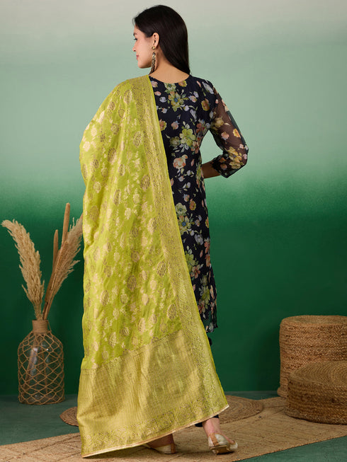 Black Organza Pant Suit Acy7749 Closure View