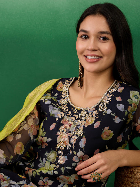 Black Organza Pant Suit Acy7749 Back View