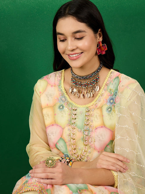 Yellow Organza Pant Suit Acy7751 Back View