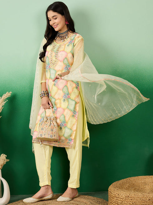 Yellow Organza Pant Suit Acy7751 Salwar Kameez
