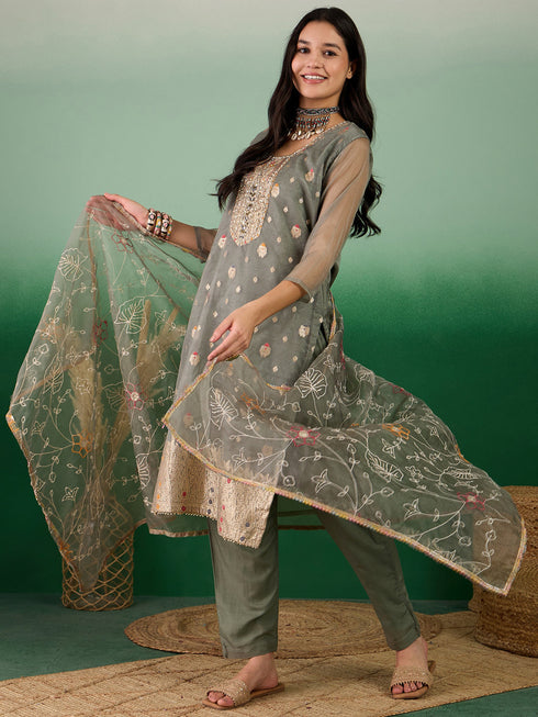 Green Organza Pant Suit Acy7753 Salwar Kameez