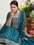 Blue Vichitra Silk Pant Suit Acy7896 Closure View