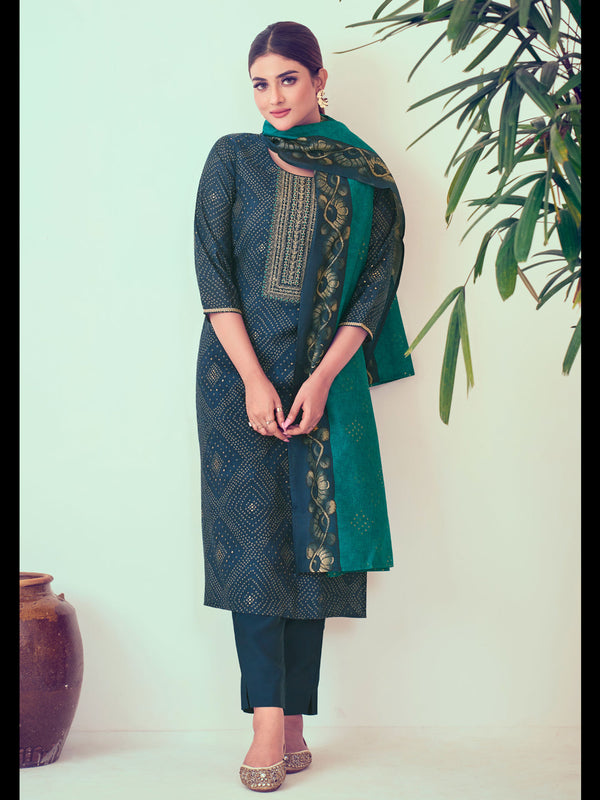 Blue Modal Chanderi Pant Suit Acy7905