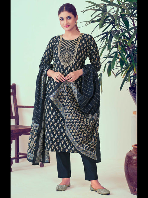 Teal Blue Modal Chanderi Pant Suit Acy7907
