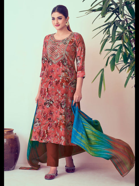 Brown Modal Chanderi Pant Suit Acy7909