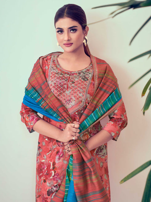 Brown Modal Chanderi Pant Suit Acy7909 Closure View