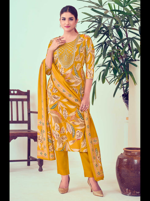Yellow Modal Chanderi Pant Suit Acy7912