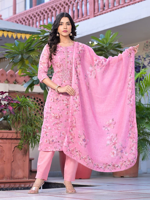 Pink Linen Pant Suit Acy7931 Salwar Kameez