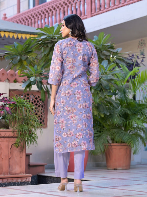 Lavender Linen Pant Suit Acy7933 Closure View
