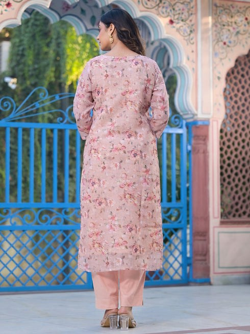 Peach Linen Pant Suit Acy7934 Closure View