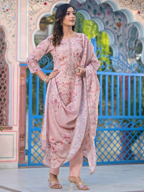 Peach Linen Pant Suit Acy7934 Salwar Kameez