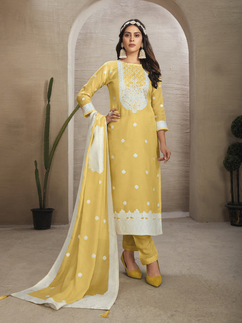 Yellow Organza Pant Suit Acy7937