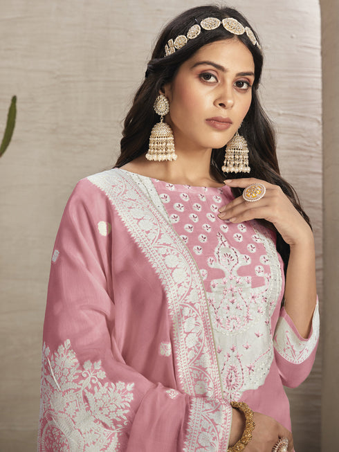 Pink Organza Pant Suit Acy7938 Closure View