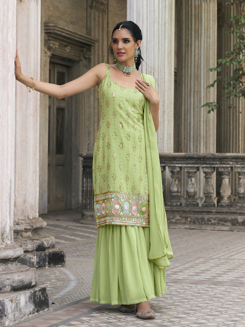 Pista Faux Georgette Sharara Suit Acy7964
