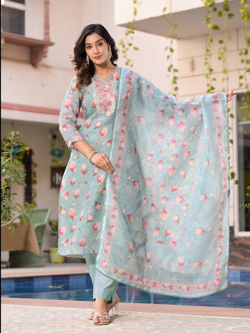 Blue Linen Pant Suit Acy7965 Salwar Kameez