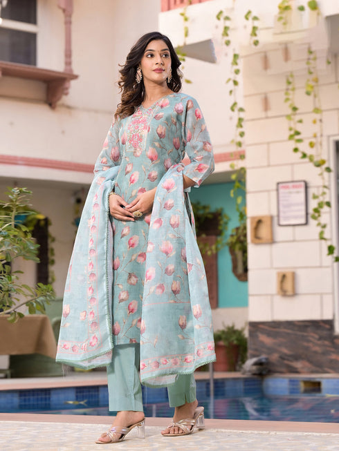 Blue Linen Pant Suit Acy7965