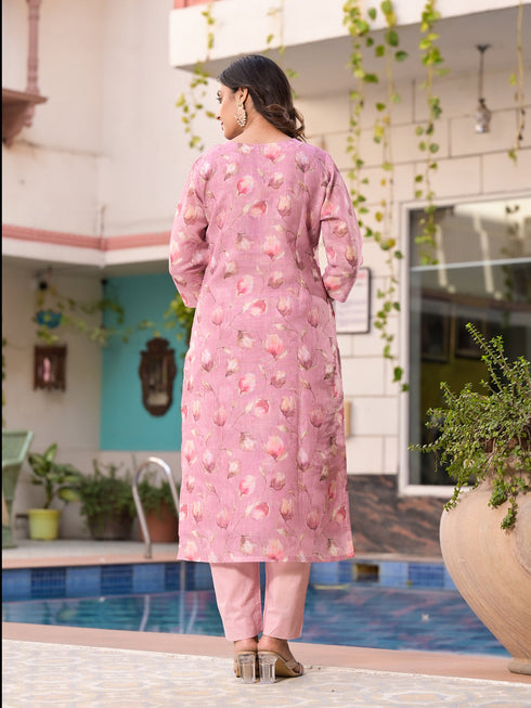 Purple Linen Pant Suit Acy7967 Closure View
