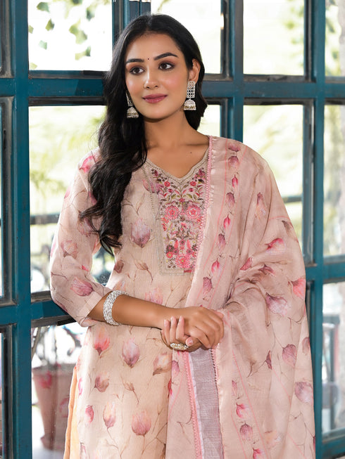 Peach Linen Pant Suit Acy7968 Back View