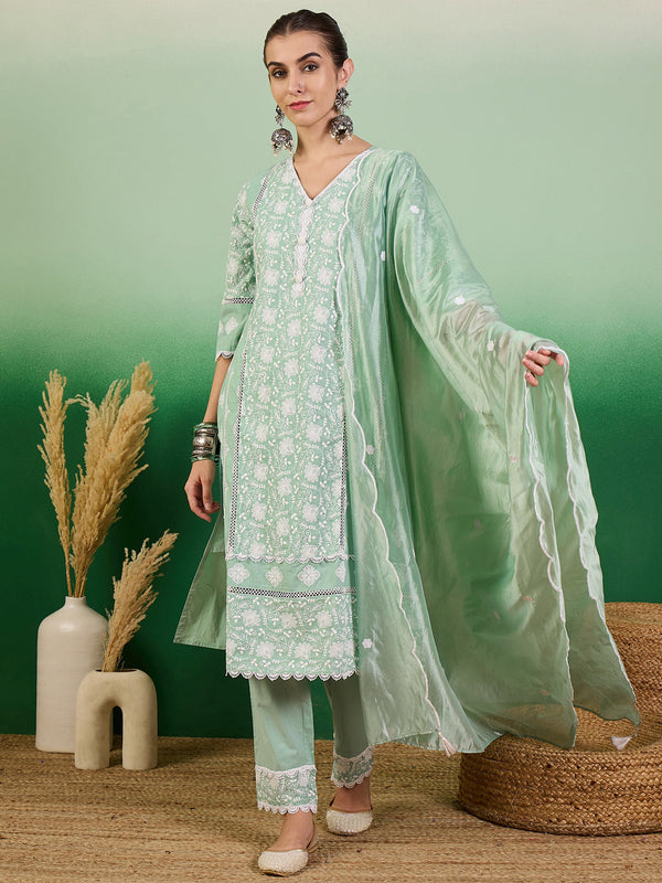 Sea Green Cotton Pant Suit Acy7970
