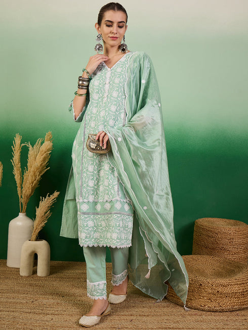 Sea Green Cotton Pant Suit Acy7970 Salwar Kameez