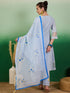 Blue Cotton Pant Suit Acy7972 Closure View