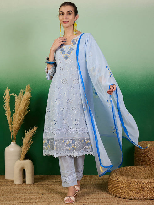 Blue Cotton Pant Suit Acy7972 Salwar Kameez