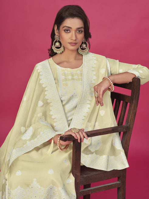 Beige Organza Pant Suit Acy8006 Closure View