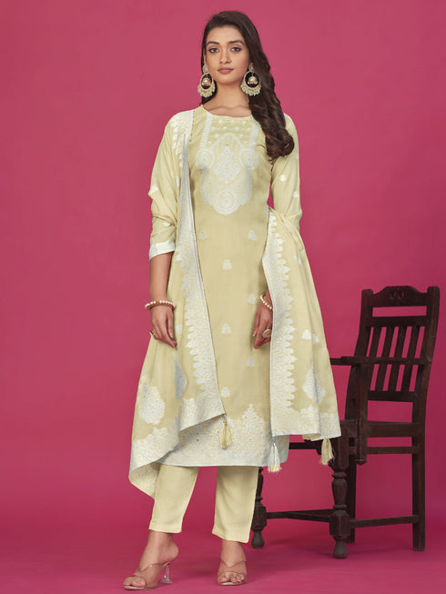 Beige Organza Pant Suit Acy8006