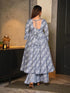 Grey Cotton Silk Palazzo Suit Acy8009 Closure View
