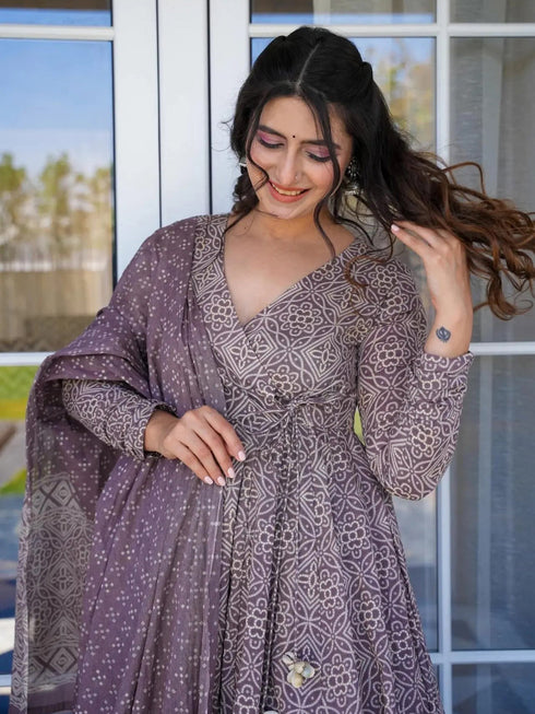 Mauve Cotton Silk Palazzo Suit Acy8010 Back View