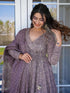 Mauve Cotton Silk Palazzo Suit Acy8010 Back View