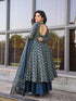 Blue Cotton Silk Palazzo Suit Acy8011 Closure View