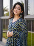 Blue Cotton Silk Palazzo Suit Acy8011 Back View