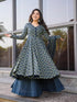Blue Cotton Silk Palazzo Suit Acy8011