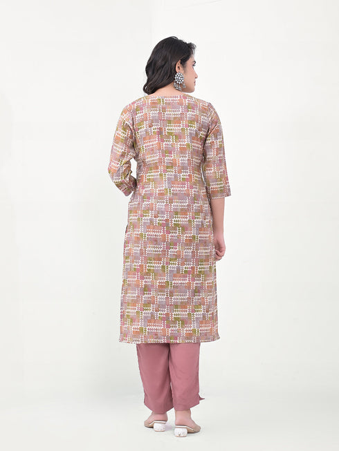 Pink Modal Cotton Pant Suit Acy8029 Closure View