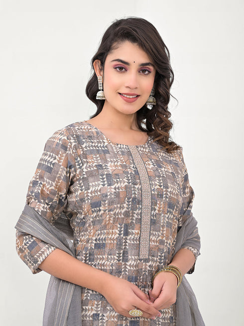 Grey Modal Cotton Pant Suit Acy8030 Back View