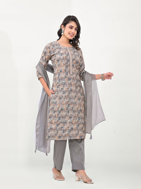 Grey Modal Cotton Pant Suit Acy8030