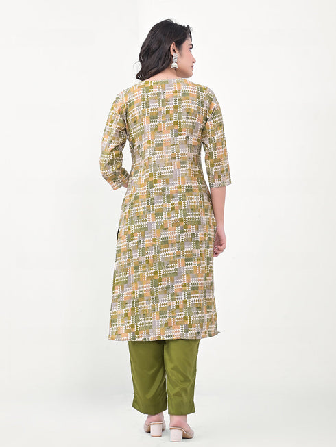 Green Modal Cotton Pant Suit Acy8031 Closure View