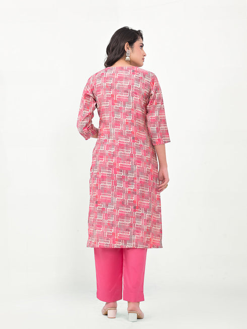 Pink Modal Cotton Pant Suit Acy8032 Closure View
