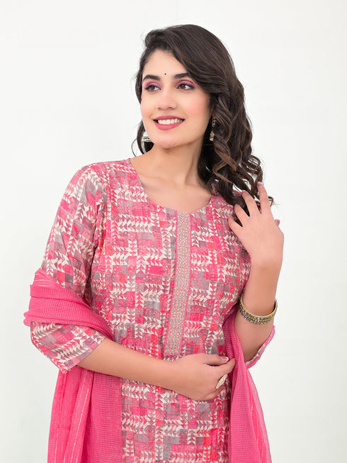 Pink Modal Cotton Pant Suit Acy8032 Back View