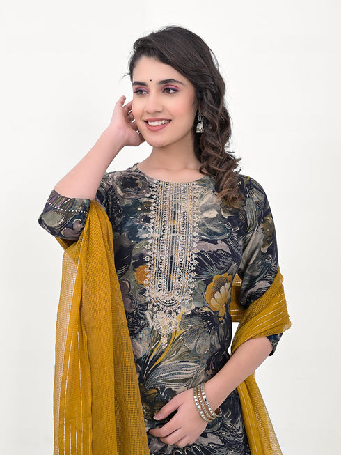 Grey Modal Cotton Pant Suit Acy8033 Back View